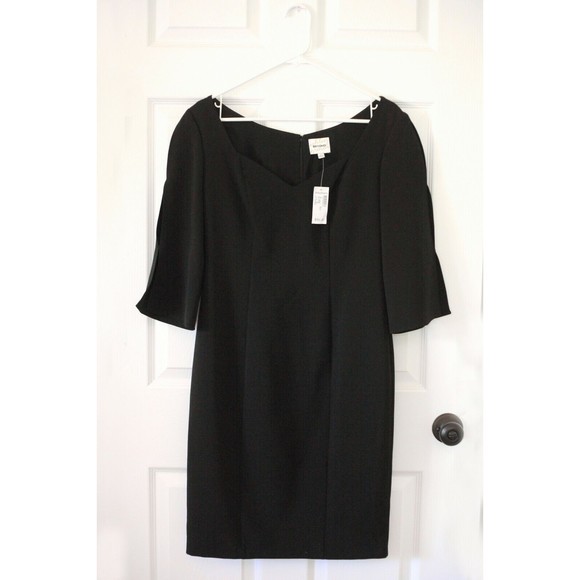 NWT BEYOND Ashley Graham Sz 6 Womens Split Sleeve Sweetheart Sheath Dress Black - Picture 8 of 12